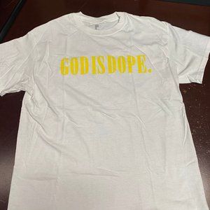 God Is Dope Mens White Short Sleeves Crew Neck Pullover T Shirt Size Large